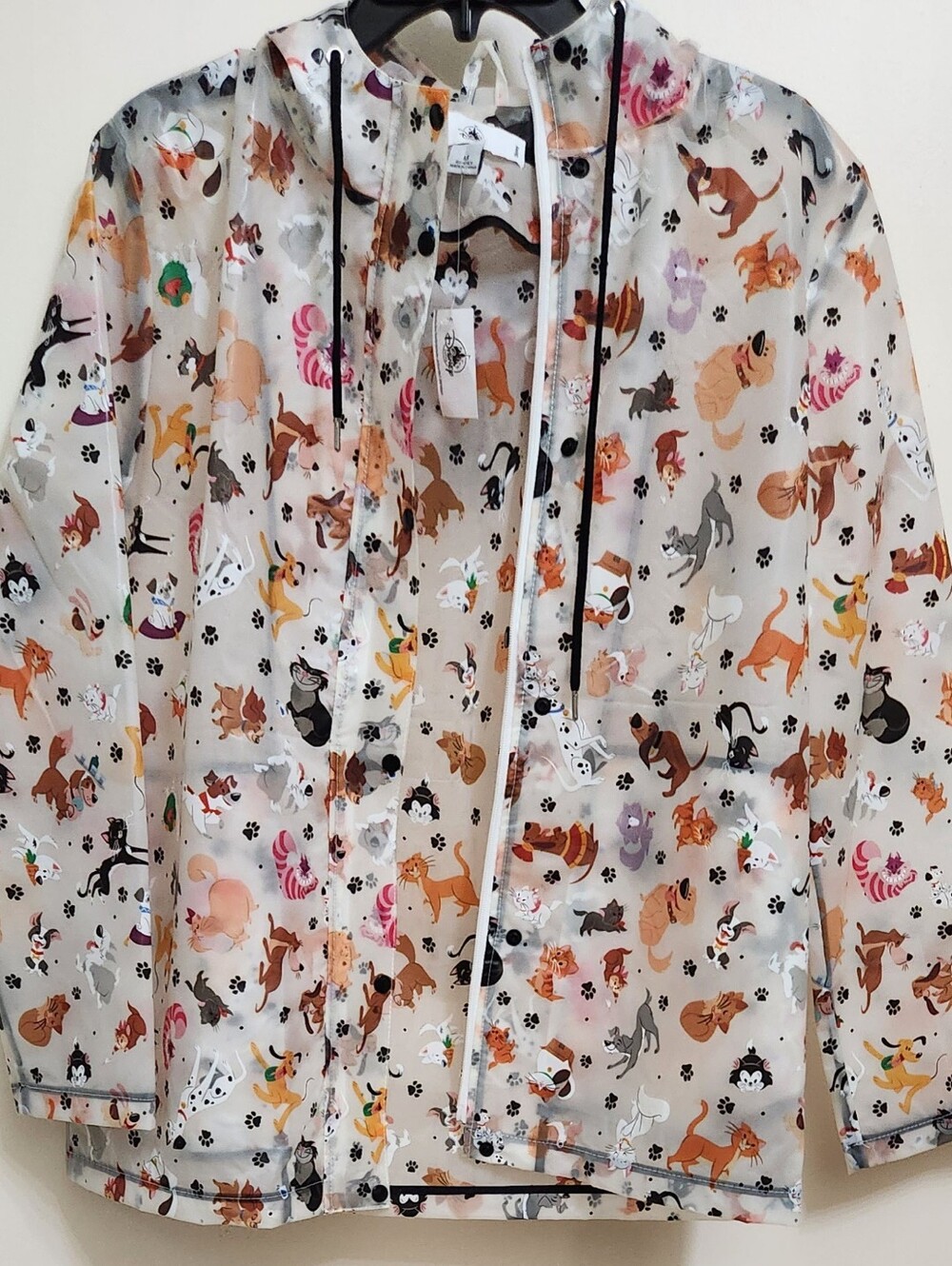 **NEW** Disney Parks Reigning Raining Cats Dogs Hooded Full Zip Rain Coat Jacket